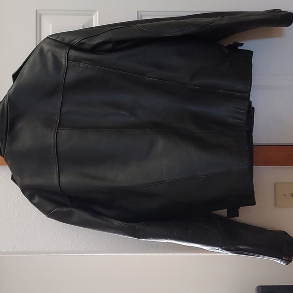 Mens black Thick Leather Motorcycle Jacket size 42 Byrnes & Baker - Picture 2 of 8